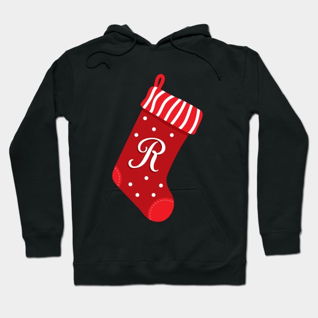 Christmas Stocking with the Letter R Hoodie by VicEllisArt